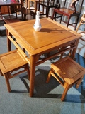 红木 缅甸花梨木方桌椅子
